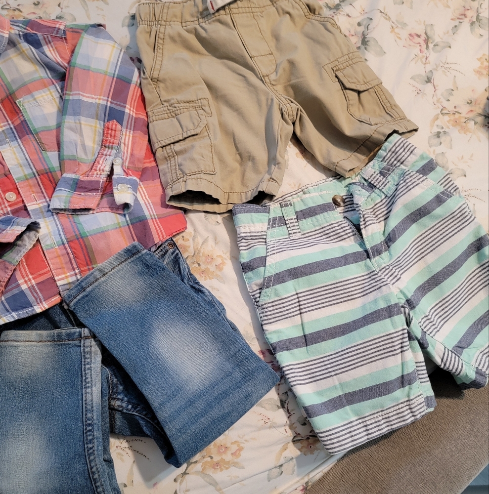 Striped Mint and Gray Kids Shorts
